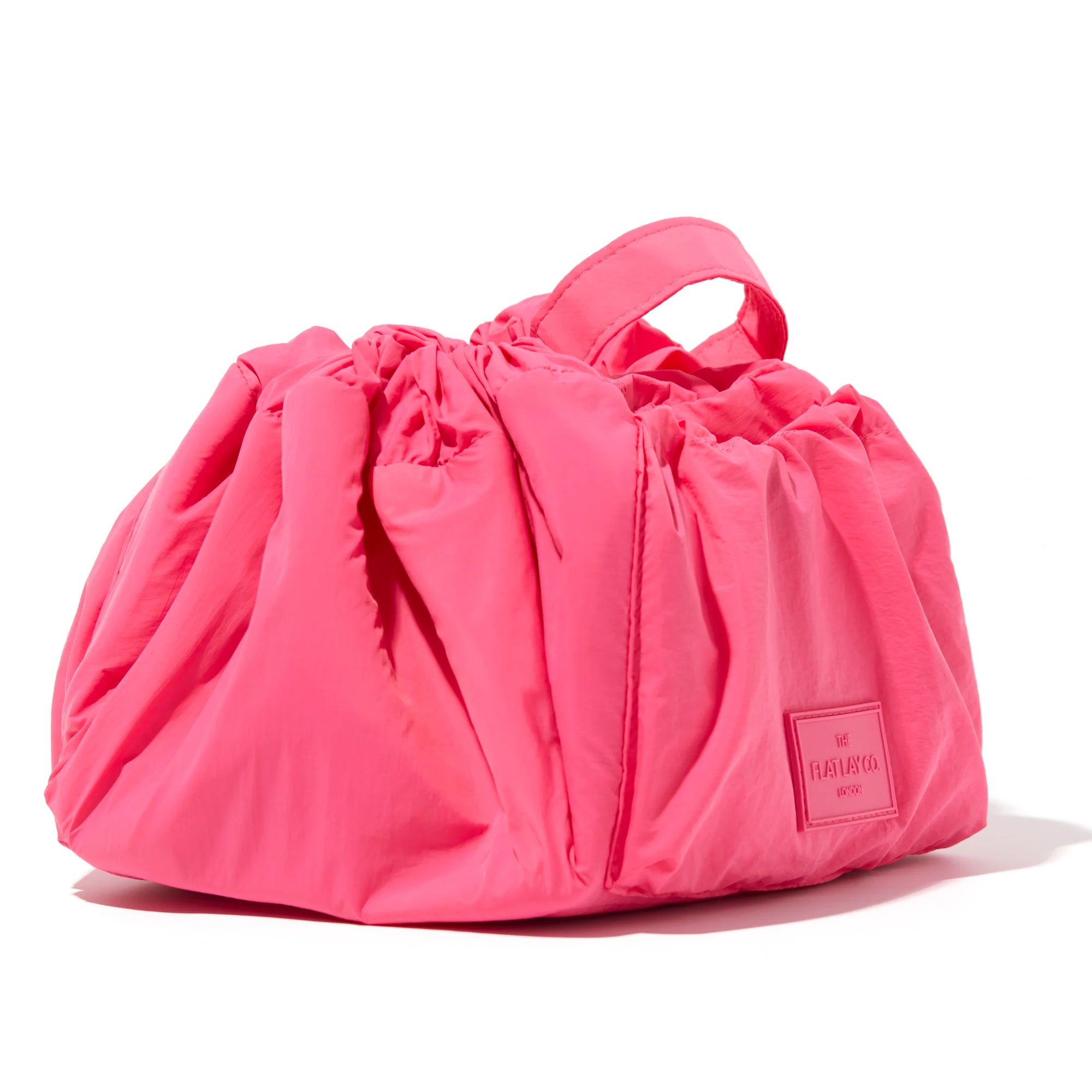 Parachute Drawstring Flat Lay Makeup Bag - Hot Pink