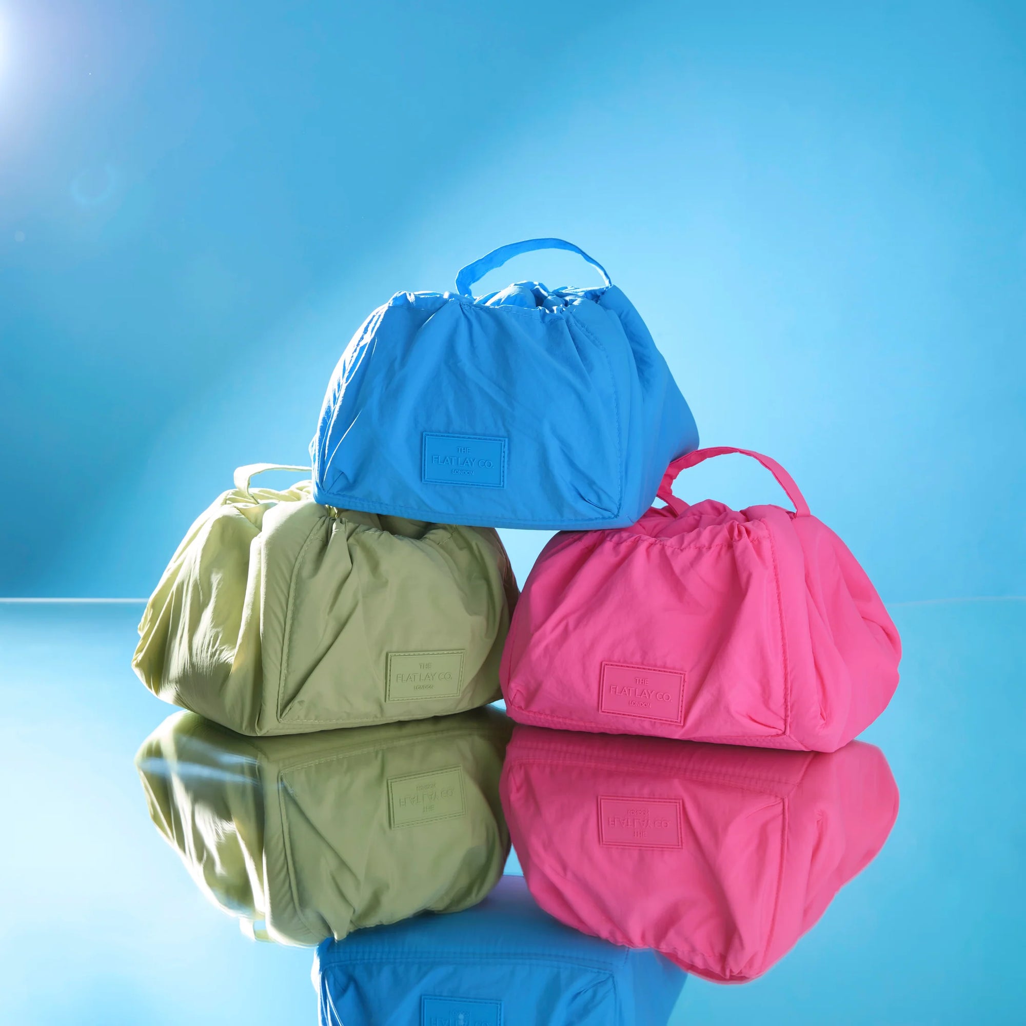 Parachute Drawstring Flat Lay Makeup Bag - Light Green