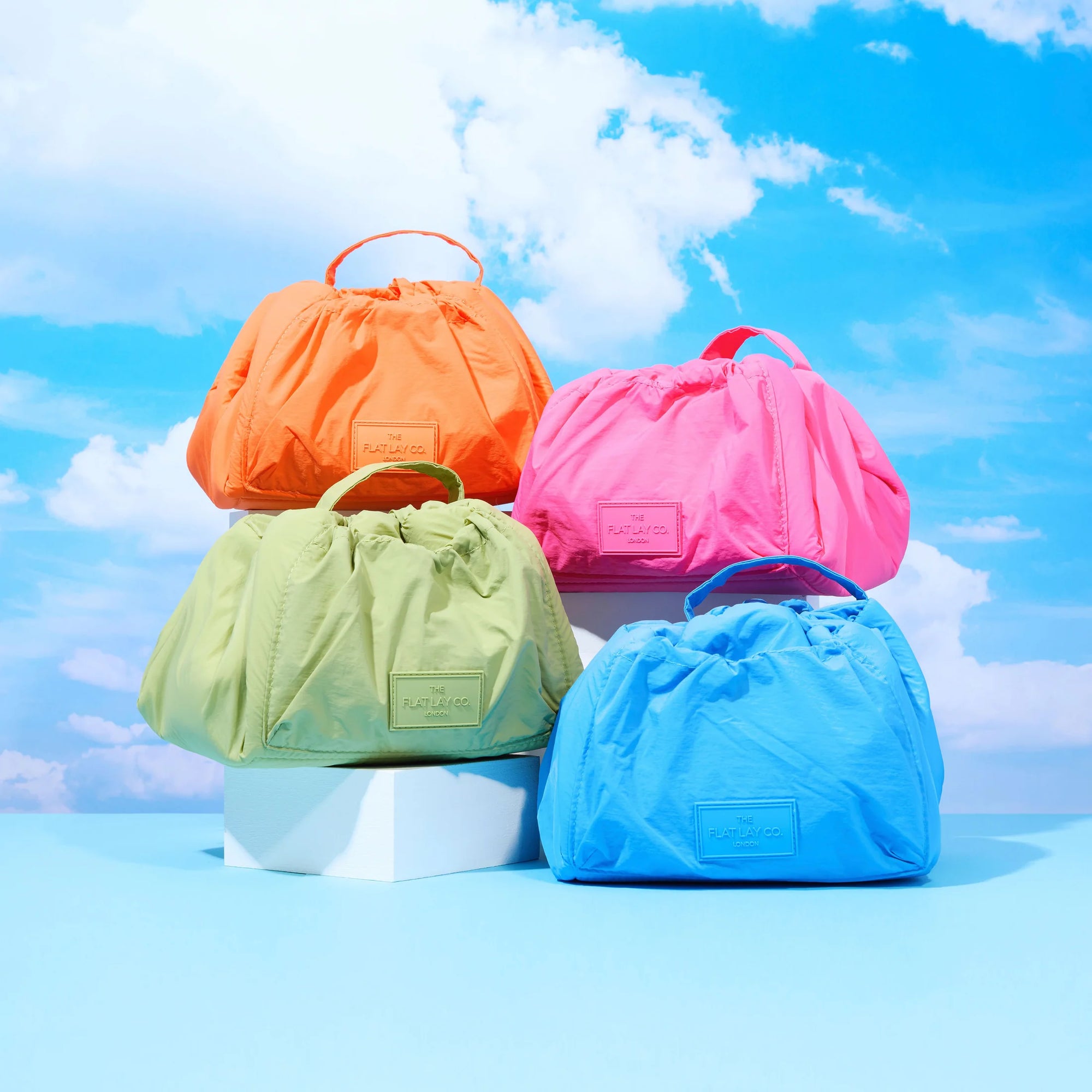 Parachute Drawstring Flat Lay Makeup Bag - Hot Pink