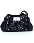 Drawstring Flat Lay Makeup Bag - Celestial Blue Embroidered Velvet
