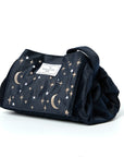 Drawstring Flat Lay Makeup Bag - Celestial Blue Embroidered Velvet