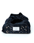 Drawstring Flat Lay Makeup Bag - Celestial Blue Embroidered Velvet