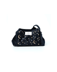 Drawstring Flat Lay Makeup Bag - Celestial Blue Embroidered Velvet