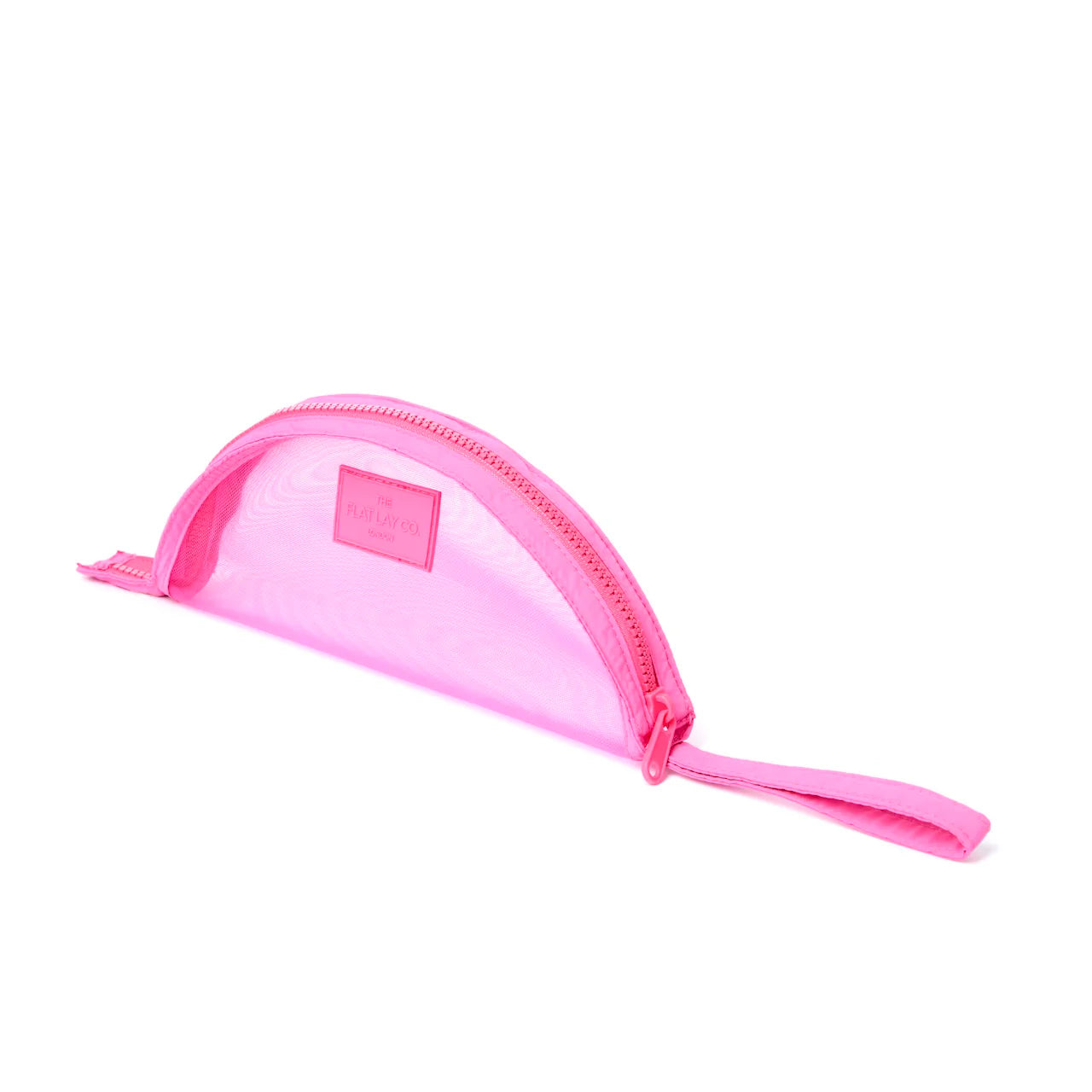 Mesh Lunar Flat Lay Makeup Pouch - Hot Pink