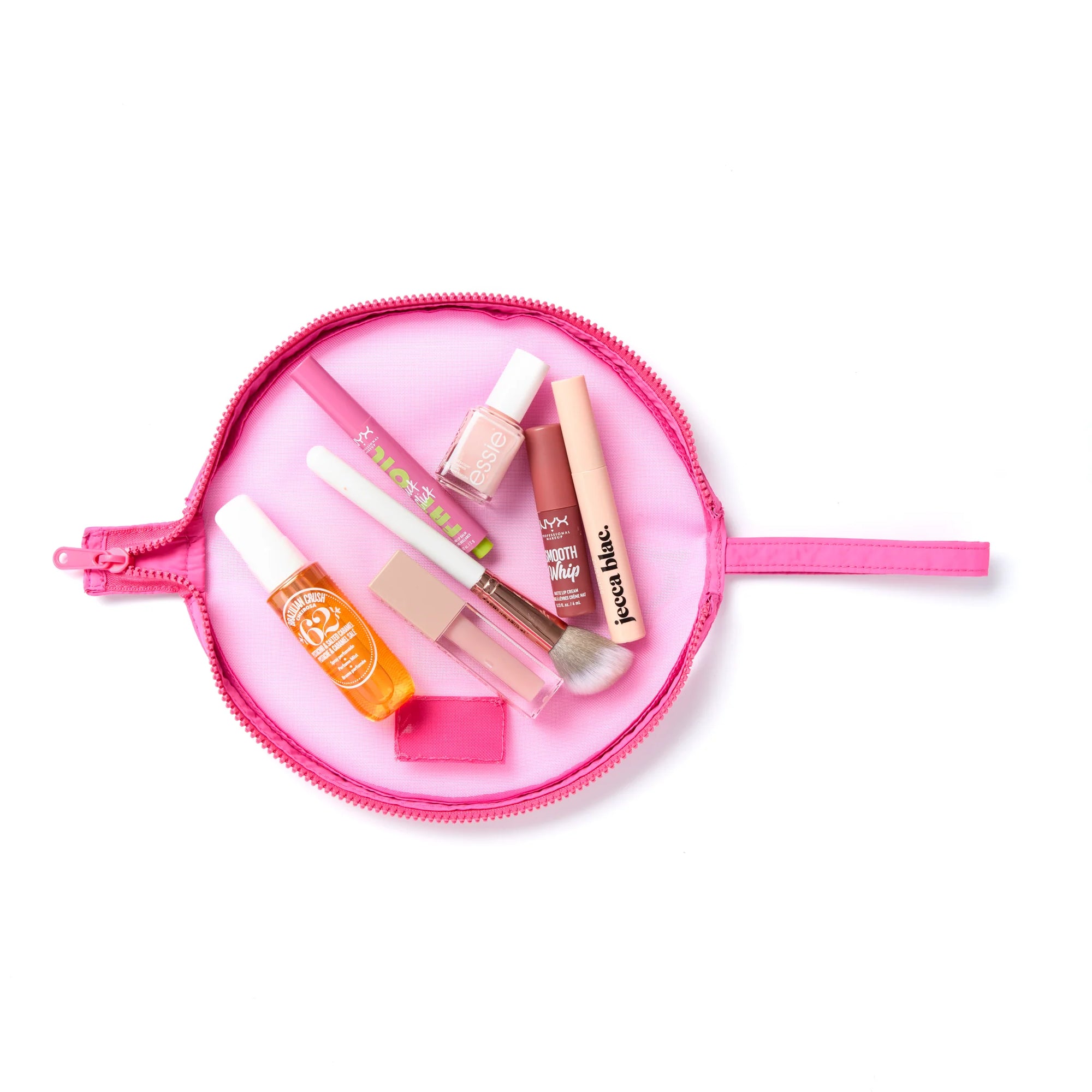 Mesh Lunar Flat Lay Makeup Pouch - Hot Pink