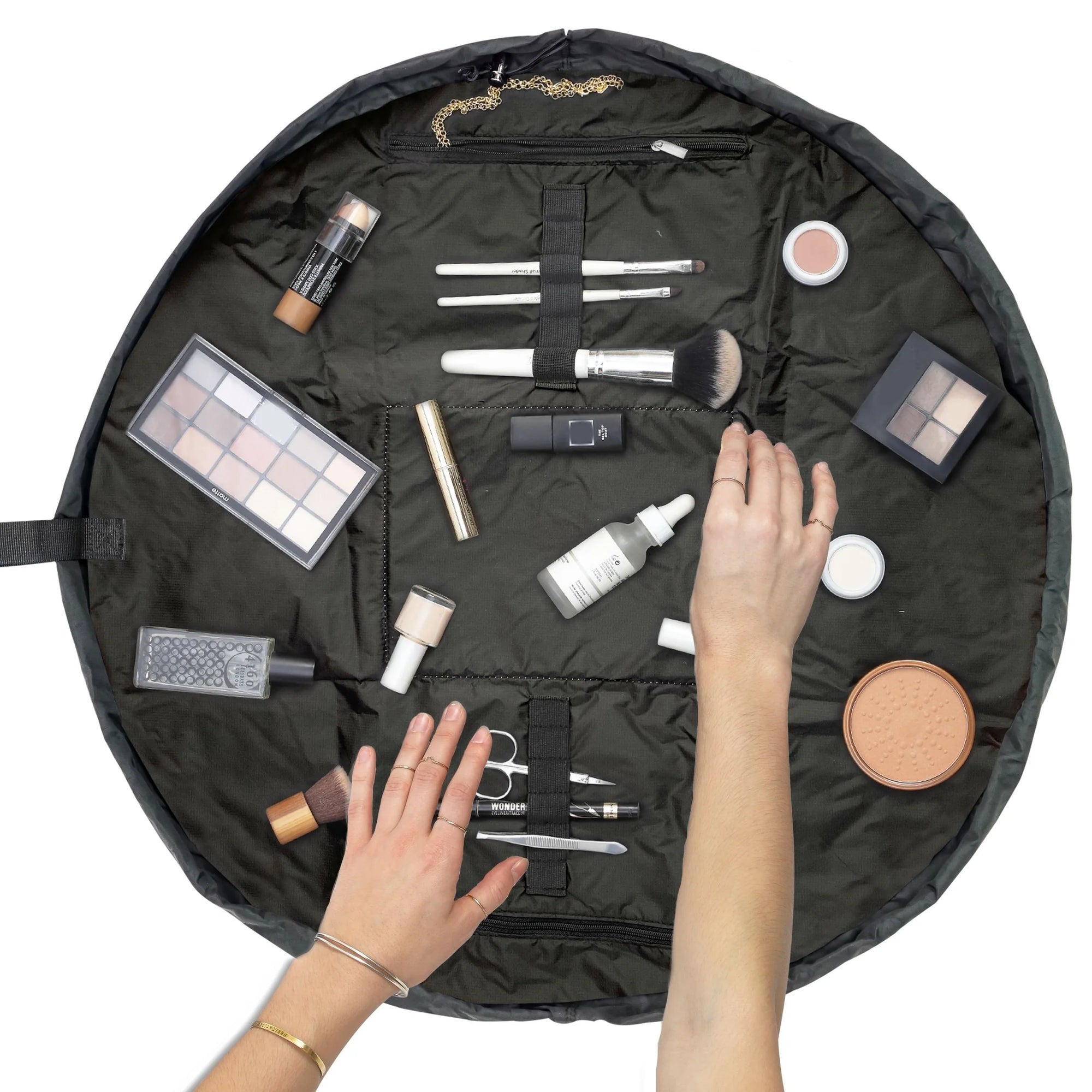 XXL Drawstring Flat Lay Makeup Bag - Classic Black
