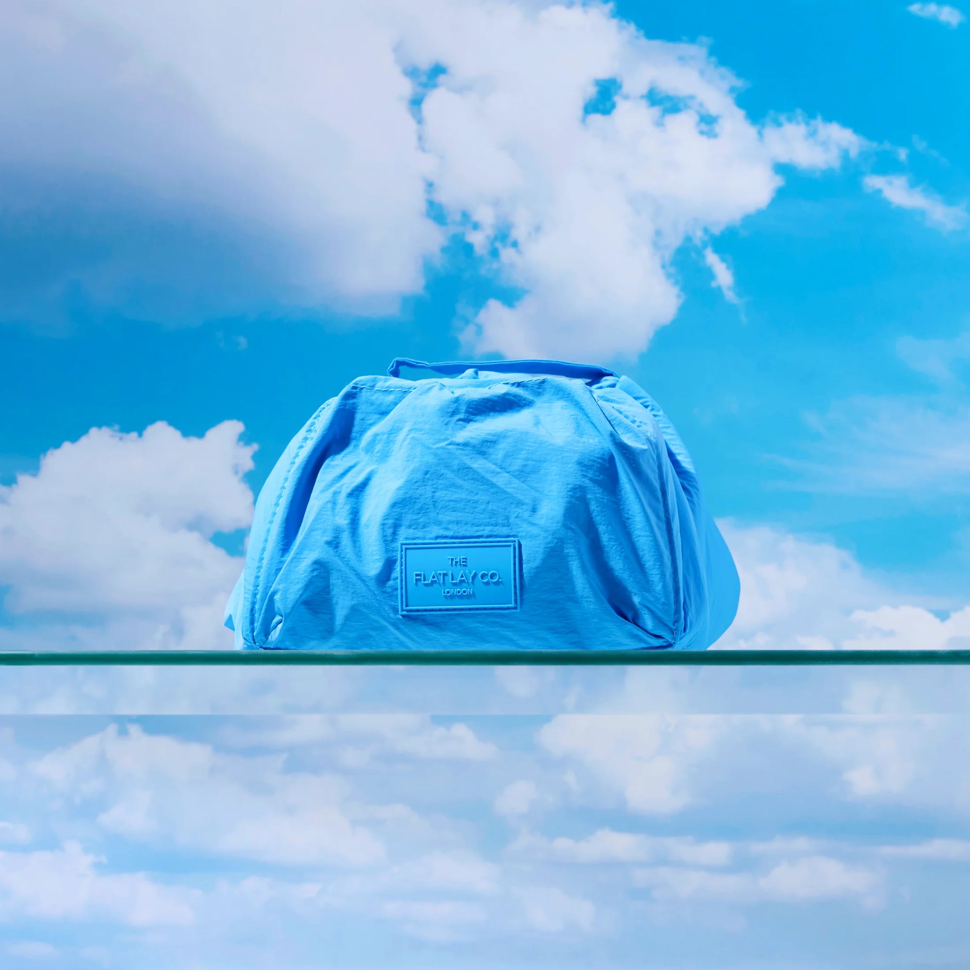 Parachute Drawstring Flat Lay Makeup Bag - Blue