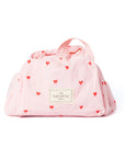 Parachute Drawstring Flat Lay Makeup Bag - Sweet Pink Hearts