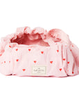 Parachute Drawstring Flat Lay Makeup Bag - Sweet Pink Hearts
