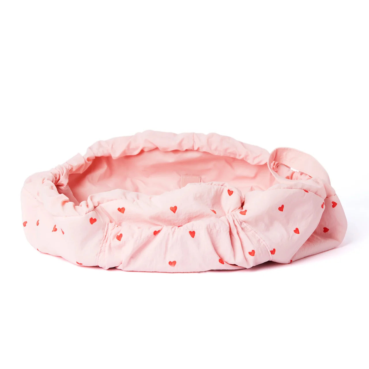 Parachute Drawstring Flat Lay Makeup Bag - Sweet Pink Hearts