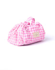 Parachute Drawstring Makeup Bag - Pink Gingham