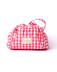 Parachute Drawstring Makeup Bag - Red Gingham