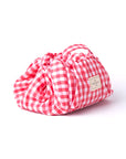 Parachute Drawstring Makeup Bag - Red Gingham