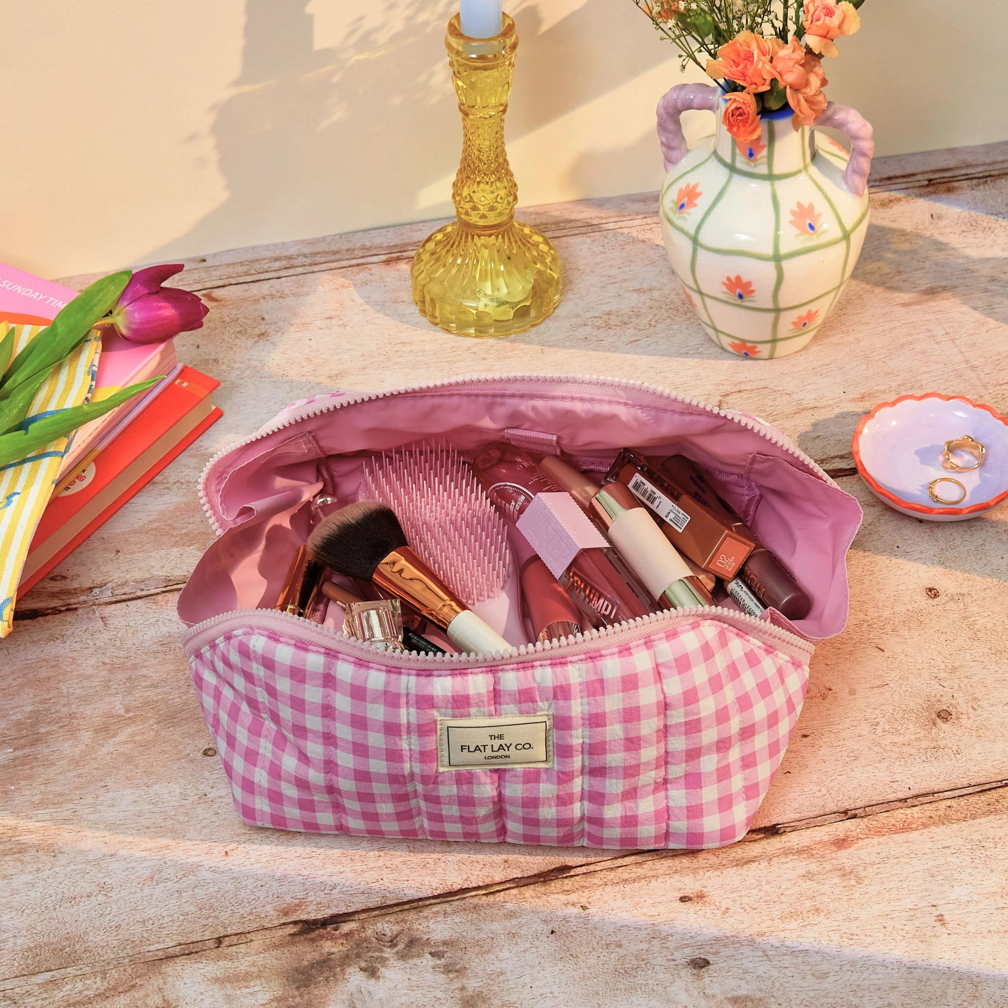 Makeup Box Bag - Pink Gingham