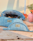 Makeup Box Bag - Blue Gingham