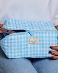 Makeup Box Bag - Blue Gingham