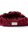 Drawstring Flat Lay Makeup Bag - Burgundy Ditsy Roses