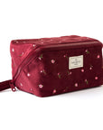 Makeup Box Bag - Burgundy Ditsy Roses
