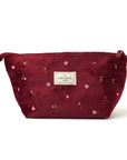 Essential Makeup Pouch - Burgundy Ditsy Roses