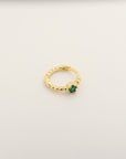 Huggie - no. 13 gold, green stone