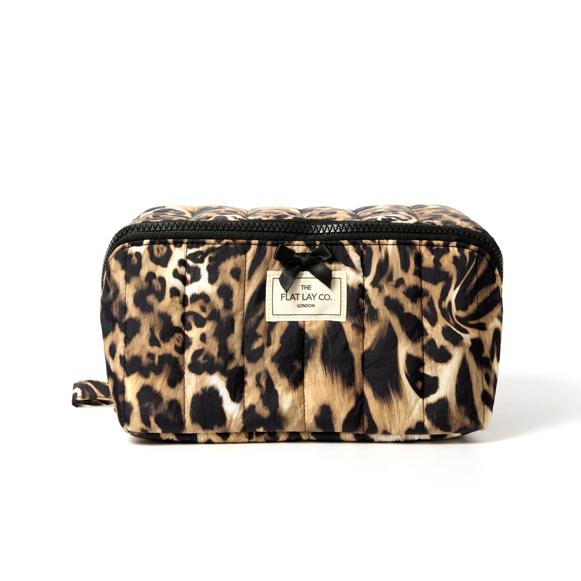 Marshmallow Flat Lay Makeup Box Bag Warped Leopard Print Sis Bis