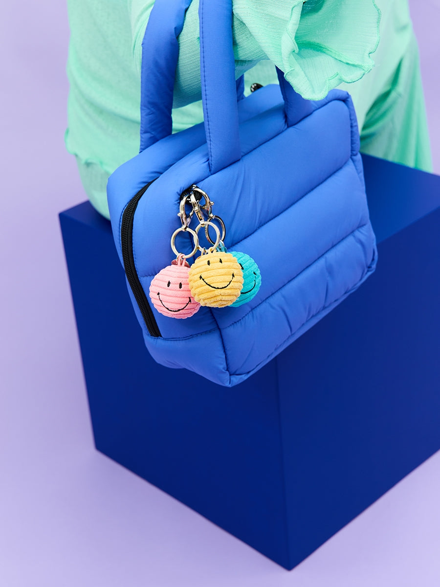 Smiley Corduroy lyklakippa - Yellow