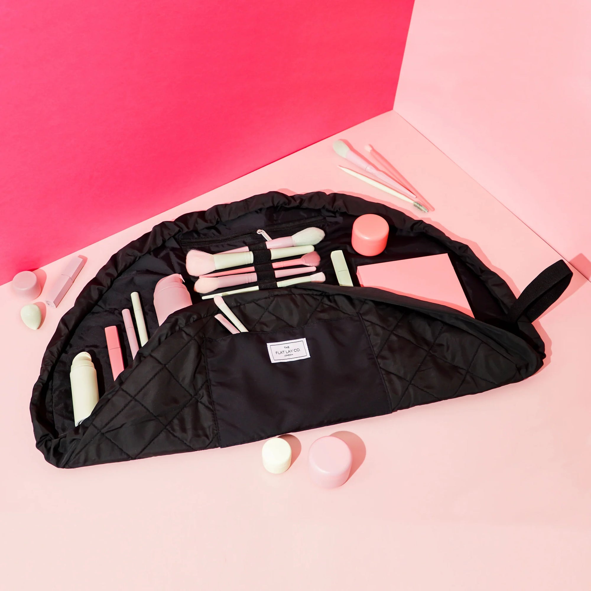 XXL Drawstring Flat Lay Makeup Bag - Classic Black