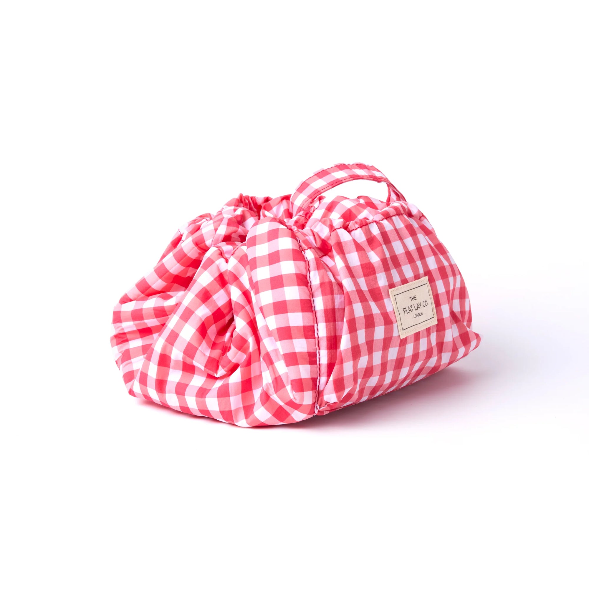 Parachute Drawstring Makeup Bag - Red Gingham