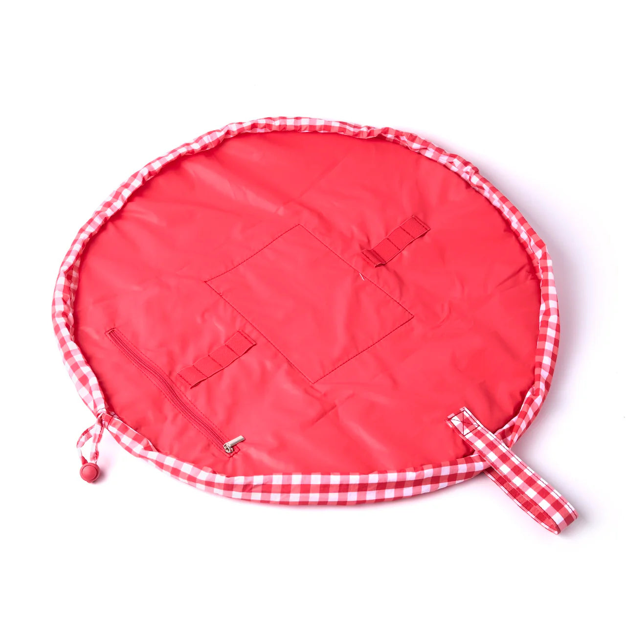 Parachute Drawstring Makeup Bag - Red Gingham