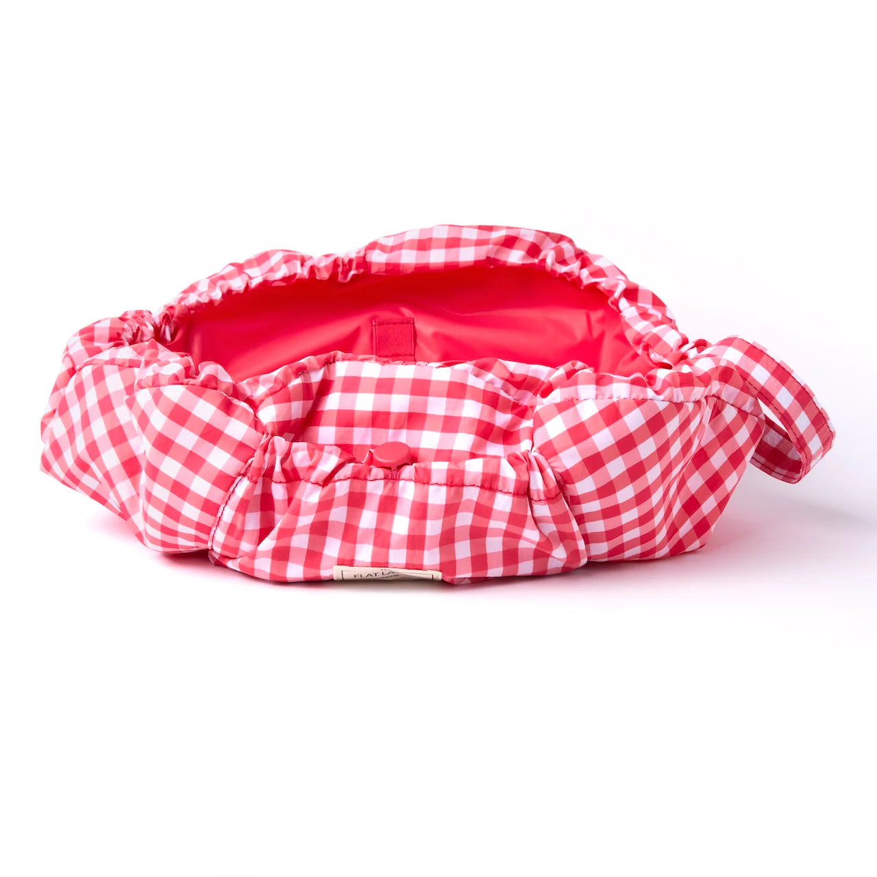 Parachute Drawstring Makeup Bag - Red Gingham