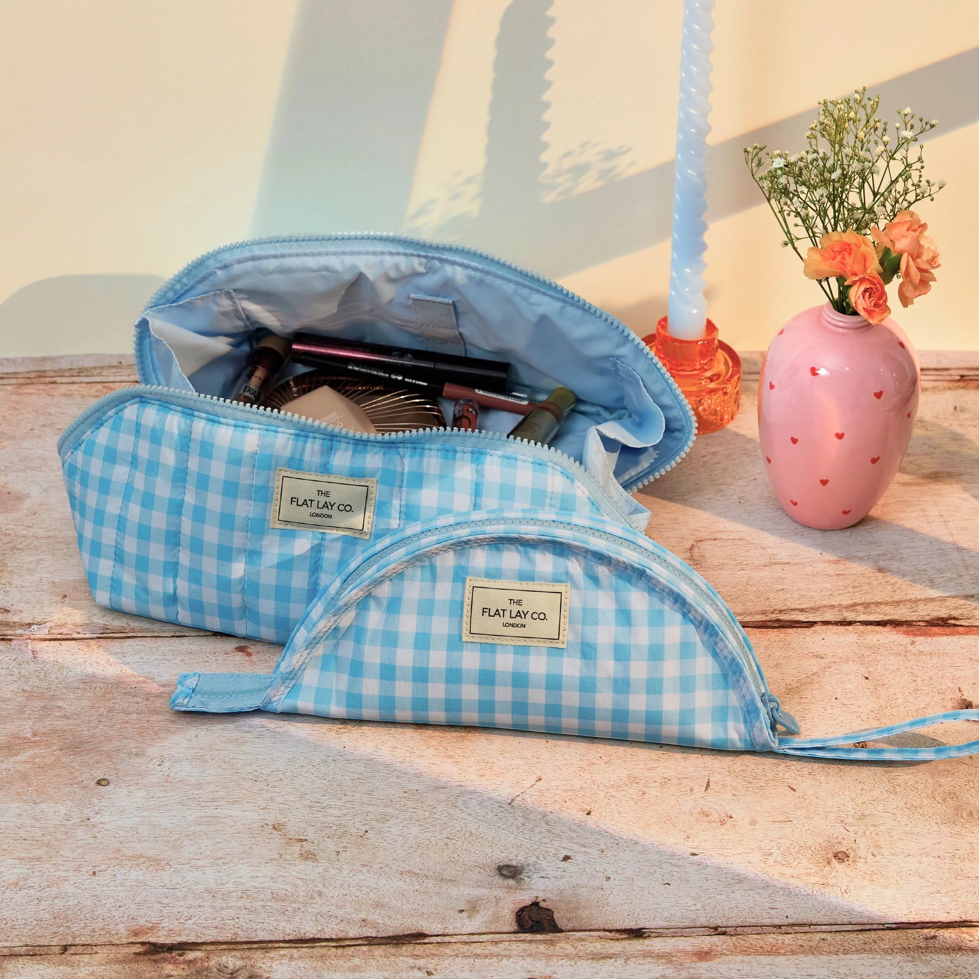 Makeup Box Bag - Blue Gingham