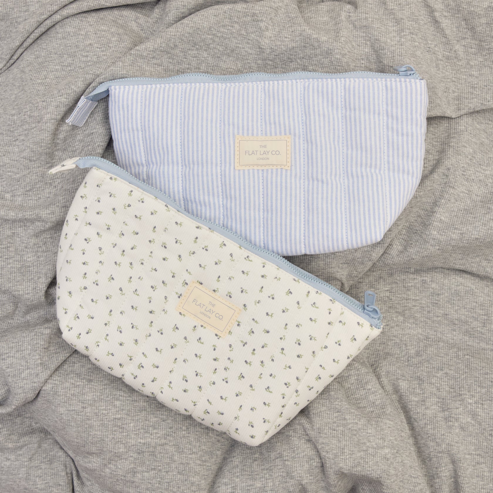 Essential Makeup Pouch - Cotton Blue Pinstripes