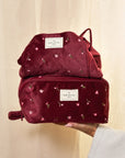 Drawstring Flat Lay Makeup Bag - Burgundy Ditsy Roses