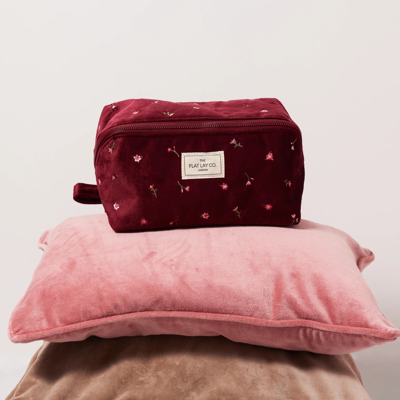 Makeup Box Bag - Burgundy Ditsy Roses