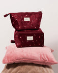 Essential Makeup Pouch - Burgundy Ditsy Roses