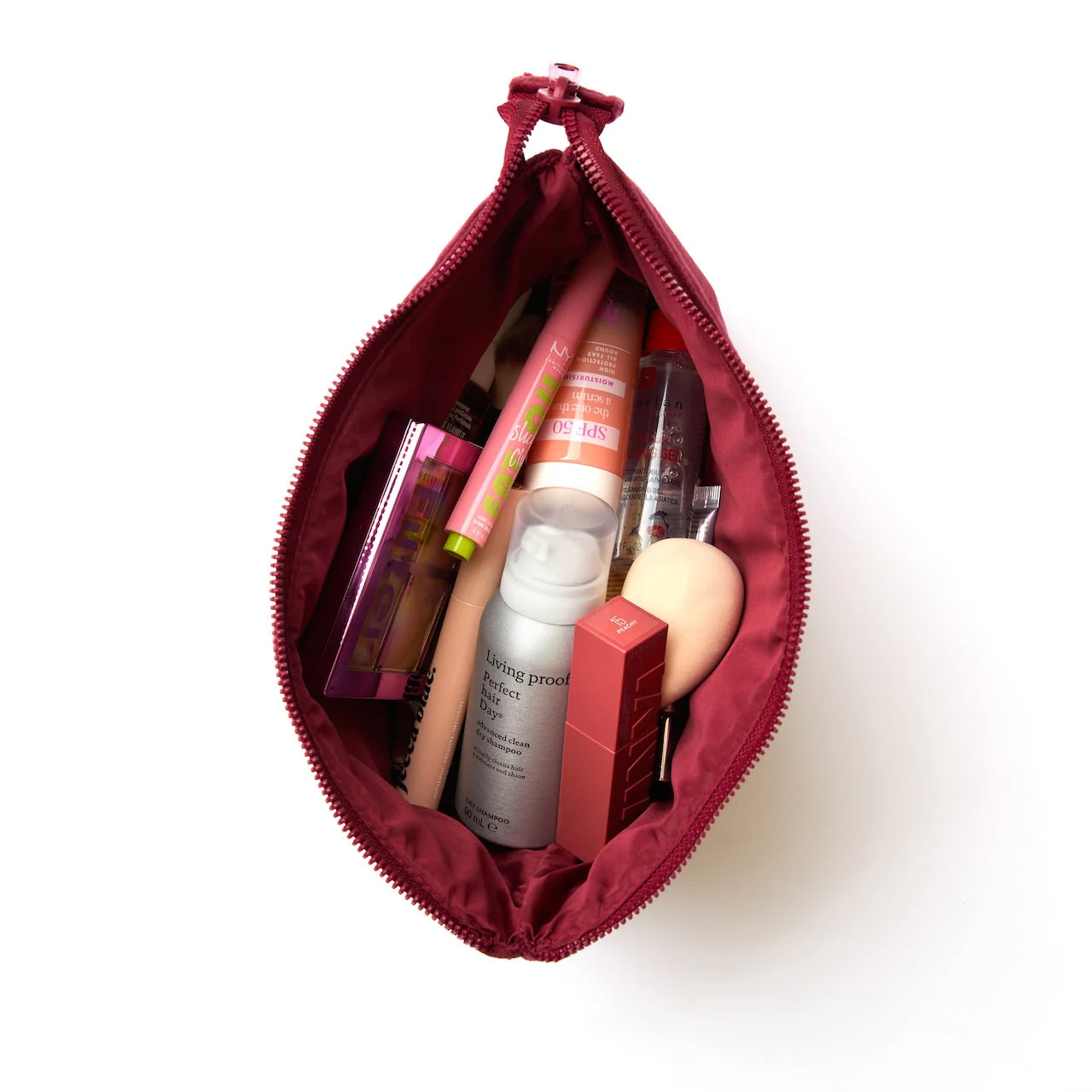 Essential Makeup Pouch - Burgundy Ditsy Roses
