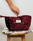 Essential Makeup Pouch - Burgundy Ditsy Roses