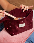 Essential Makeup Pouch - Burgundy Ditsy Roses