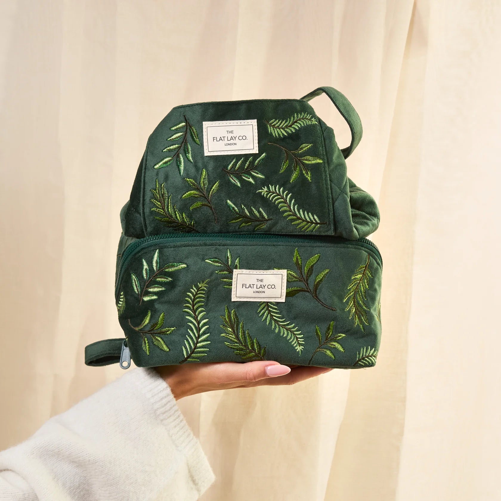 Makeup Box Bag - Green Leaves