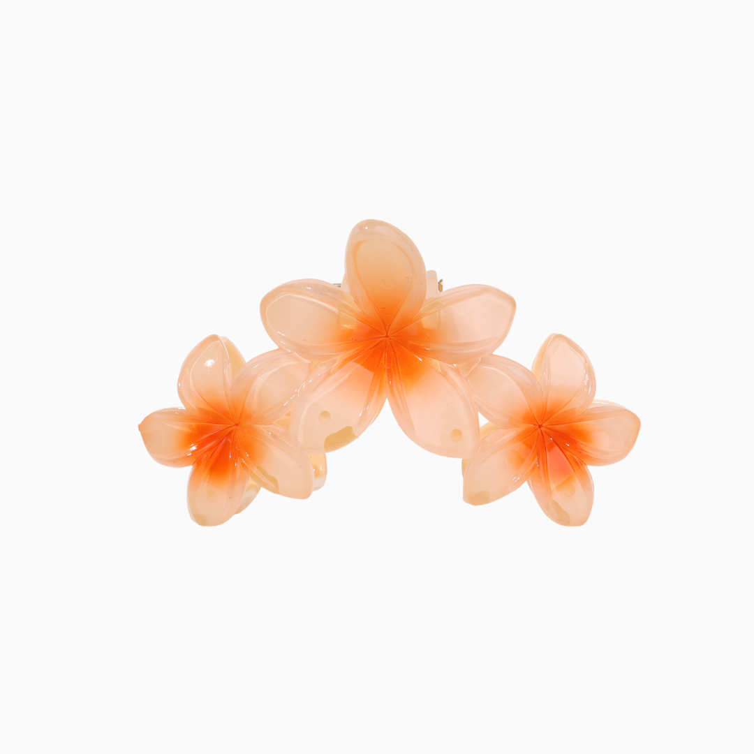 Triplet Flower Clip - Tangerine