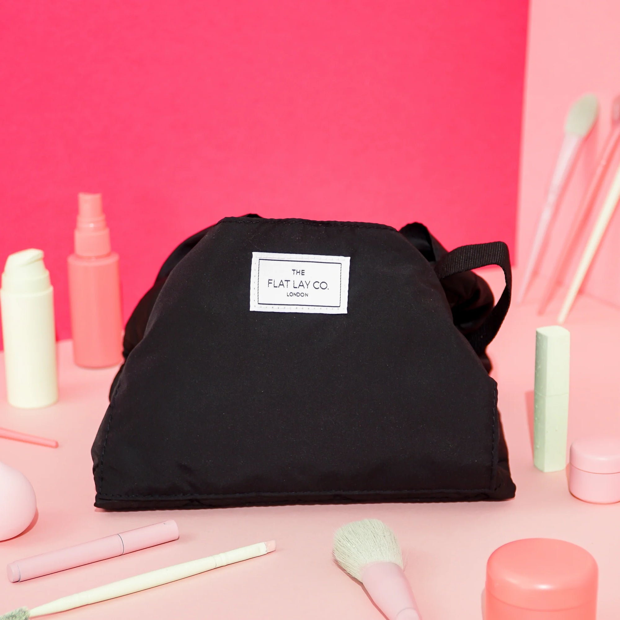 XXL Drawstring Flat Lay Makeup Bag - Classic Black