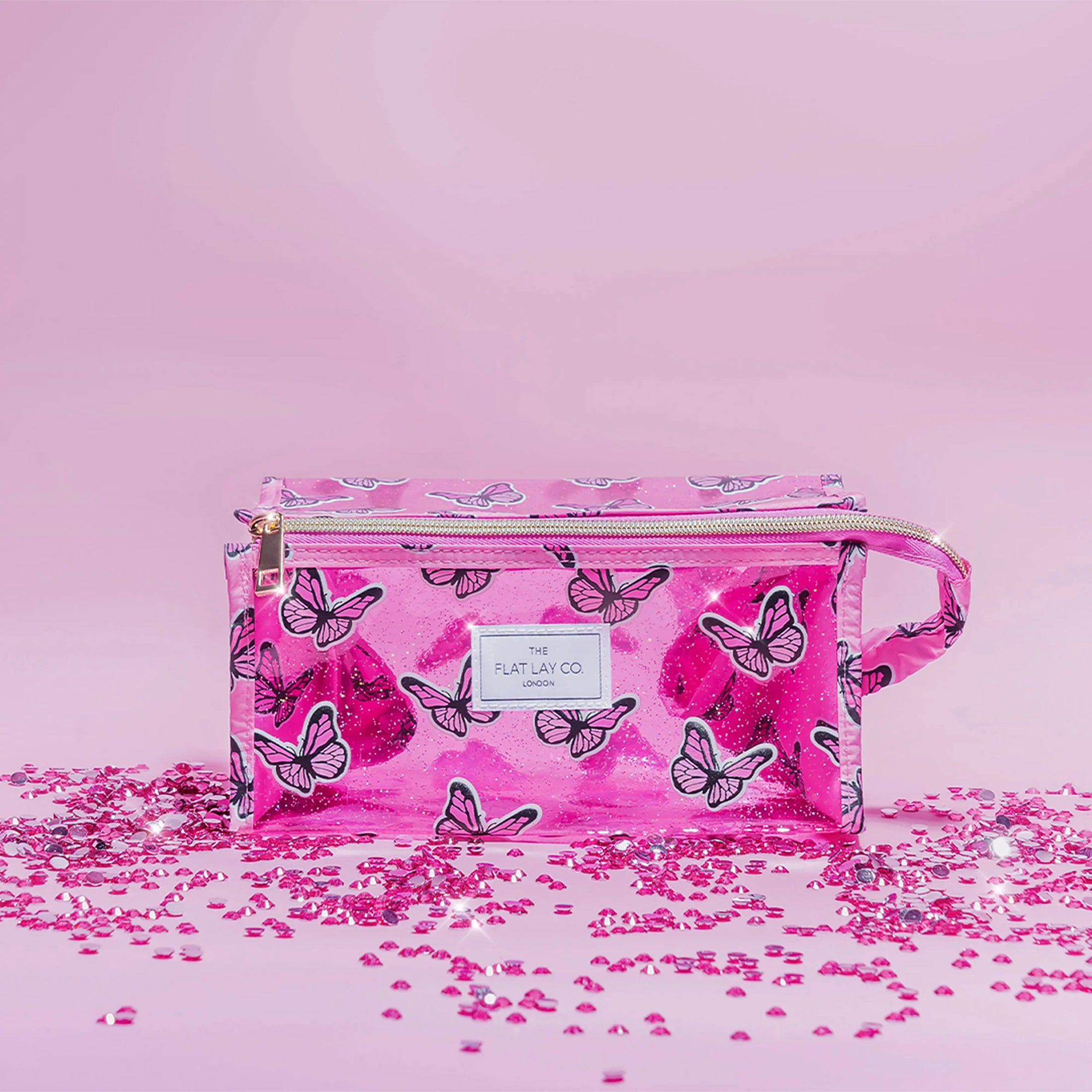 Box Bag - Pink Glitter Butterflies