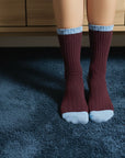 Merino socks - Burgundy & Sky Blue