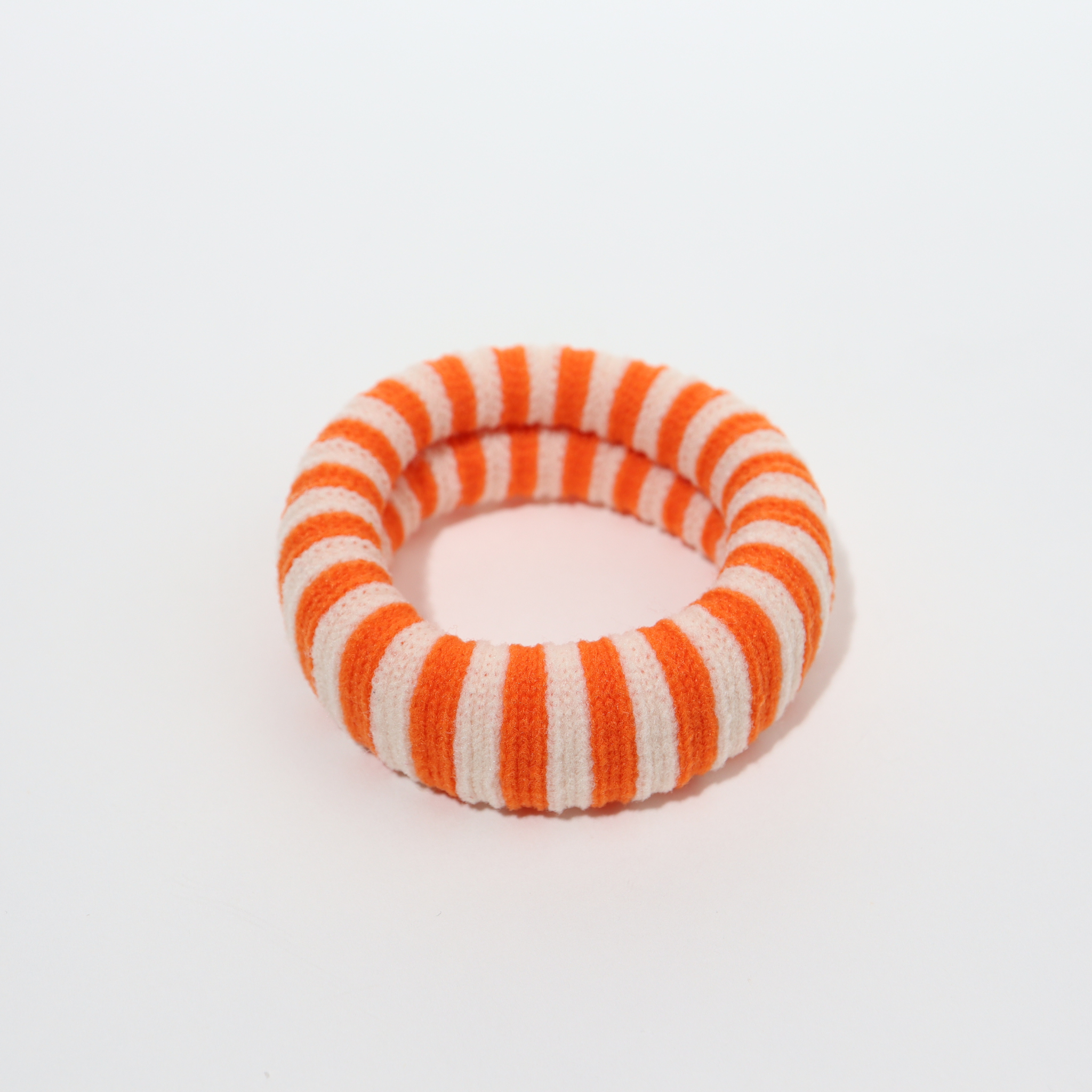 Þykk hárteygja - orange/cream striped