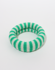 Þykk hárteygja - green/cream striped