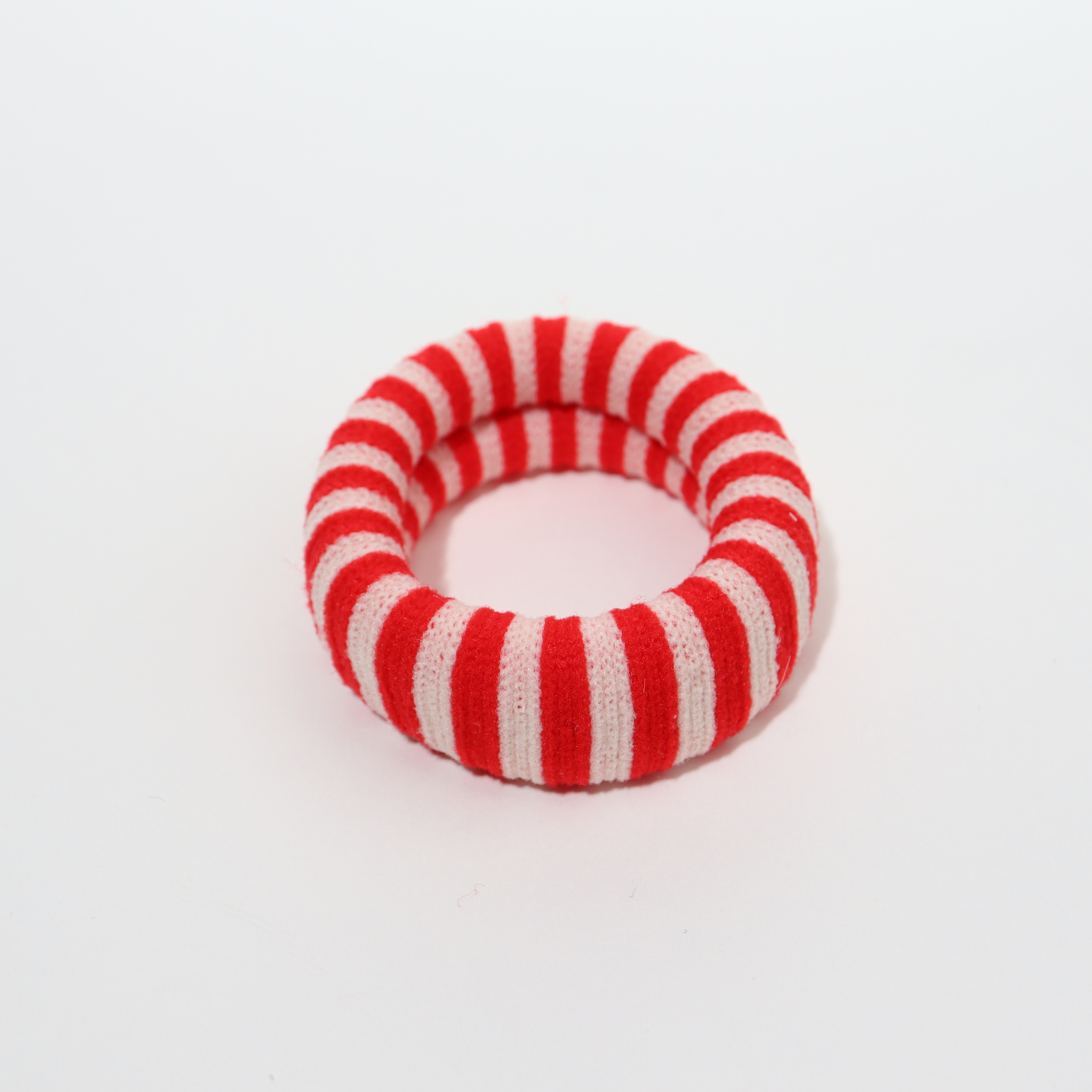 Þykk hárteygja - red/cream striped
